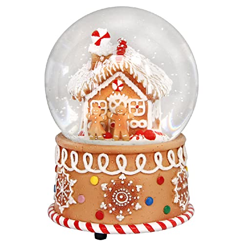 Gisela Graham Musikalische Schneekugel Wasserball Lebkuchenhaus - Melodie Wir wünschen dir Frohe Weihnachten 14cm Hoch von Gisela Graham