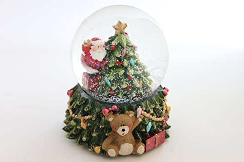 Gisela Graham Santa mit Weihnachtsbaum LED Licht, bis, Kunstharz und Glas Snow Dome von Gisela Graham