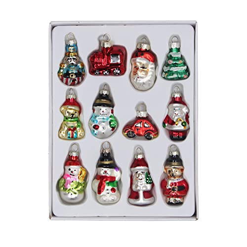Set of 12 Mini Glass Hanging Christmas Tree Decorations by Gisela Graham von Gisela Graham