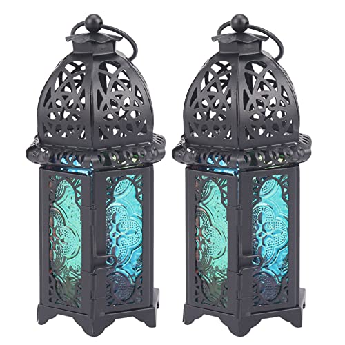Gisoanudt 2X Marokkanische Winddicht Kerzen Halter Votive Glas Hängenden Kerzen Ständer Kerze Laterne (Schwarz) von Gisoanudt