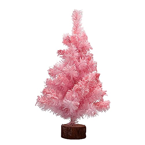 Mini-Weihnachtsbaum, Künstlicher Rosafarbener Weihnachtsbaum, Tisch-Weihnachtsdekoration, Weihnachtsbäume mit Holzsockel, Turm-Weihnachtsbaum, Künstlicher Schneebedeckter Zedernbaum für(#2) von GisooM