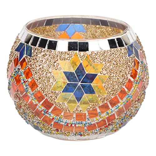 Mosaik-Kerzenhalter aus Glas, Teelichthalter, Glasschale, Votivkerzenhalter, Vase, Kerzenhalter, Europäischer Stil, Mosaik-Kerzenlicht, Topf-Stiftständer für Tischdekoration, Party-Dekoration, Geschen von GisooM