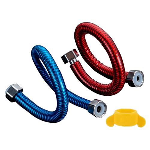 2pcs Edelstahl Wasser Einlassrohr Flexibler Warmwasserbereiter Mit Heißer Und Kalter Codierung Der Weichspüler Liefert Badezimmerheizung Schlauch von Gissroys