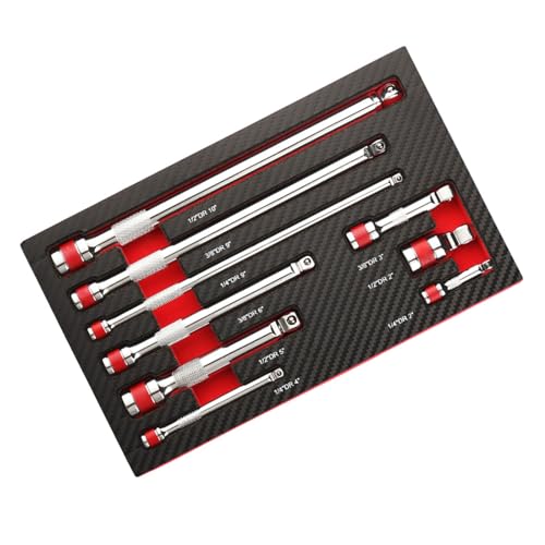 9-teiliges Mehrzweck-Drehkopf-Steckschlüssel-Adapter-Set, federbelastete Arretierung, Kugel-Stecknuss, Verlängerungsstange, Mechaniker-Werkzeug-Set, Verlängerung von Gissroys