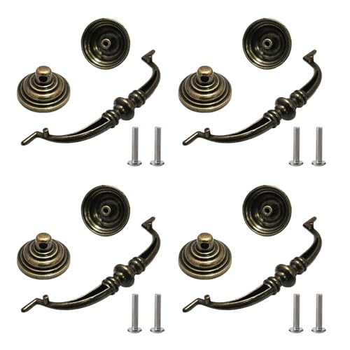 Gissroys 4pieces Vintage Bronze Drop Bail Pulls Hole Center Antique Styles Accessoire Für Kommode Schränke Und Schränke Dekorative Ziehungen von Gissroys