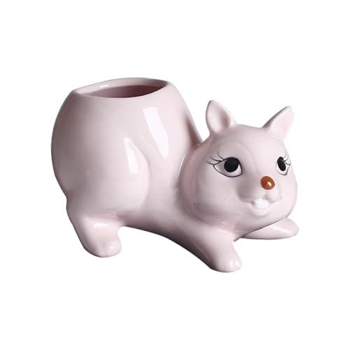 Gissroys Eichhörnchen Pflanzenbehälter Blumenpot Gartenbehälter Keramik Fleischy Pflanzentlebeer Für Home Office Desk Ornament Keramik Pflanzer von Gissroys