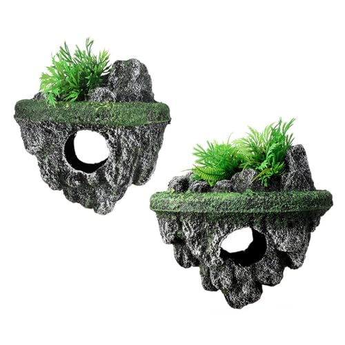 Gissroys Set Von 2 Natürlichen Schwebenden Aquascaping Steinen Für Fischtanks Harzdekorationen Safe Steinhandwerk Design Harzaquarium Ornamente von Gissroys