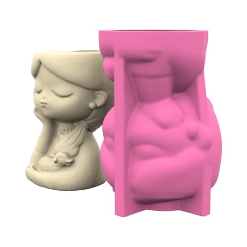 Lebensmittel Sicheres Silikon Pflanzerform Mit Mädchen Figur Handwerkliche Blumentöpfe Schimmelpekte Werkzeug Für Hausgartendekoration Zement Pflanzer Silikonform von Gissroys