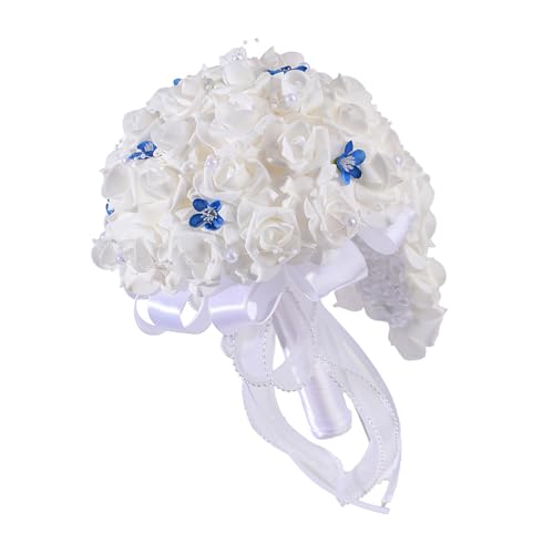 Rosen-Brautstrauß für Hochzeitszeremonie, künstlicher Blumenstrauß für Jubiläen, Hochzeits-Souvenir, künstliche Rosen von Gissroys