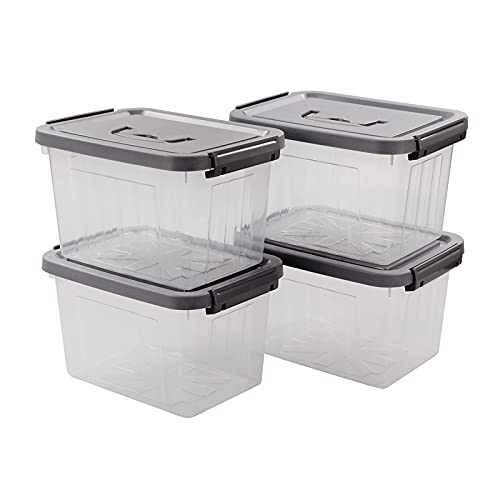 Gitany 4-Pack Aufbewahrungsboxen aus Plastik mit Grau Deckel, Plastikbox von Gitany