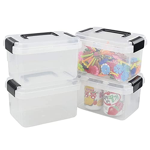 Gitany Aufbewahrungsbox Transparent, 4er Set Stapelbare Kisten, Plastikbox mit Deckel von Gitany