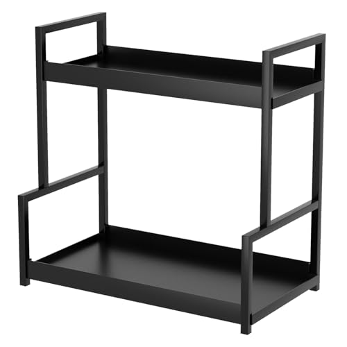 Gitekain Storage Rack, Display Shelf, Double Layer Multifunctional Minimalist Compact Versatile Lightweight Easy to Assembles Organizer Rack for Home, 15.35x8.66 Inches, Black von Gitekain