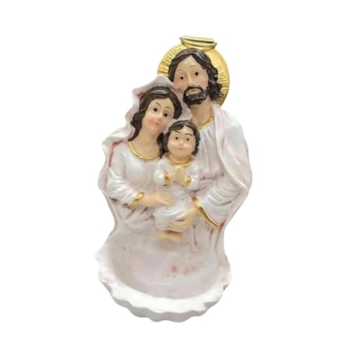 Gitohoni Heilige Familie Statue Zum Aufhängen Katholische Wasserbecken Wandfigur Religiöse Resinfigur Jesus Joseph Figur mit Detailreicher Gestaltung Fü, Weiß von Gitohoni