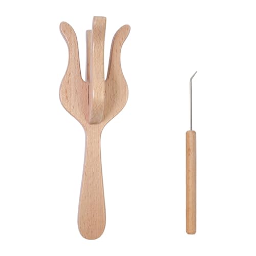 Gitohoni Lucet Strickgabel Holz Doppelkopf Strickwerkzeug mit DIY Flechtgabel Häkeln Zubehör für Anfänger für Bastler Heimwerker von Gitohoni