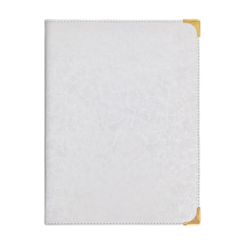 Gitohoni Restaurant Menümappe Speisekartenhülle Menübuch Ordner Robustes PU PVC Metall für Langlebige Nutzung Klare Sicht Vier Seiten Nachfüllbar für, Weiß von Gitohoni