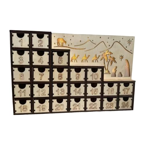 Gitohoni Weihnachts Adventskalender Aus Holz mit LED Leuchten Home Up Adventskalender mit 24 von Gitohoni