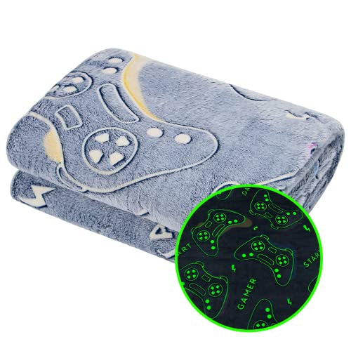 Glow in The Dark Blanket Game Controller Throw Blanket, Toys for Kids Boyfriend, Boys Teen Soft Cozy Gaming Blanket Gamer Gifts Game Decor Blankets for Home Bedroom 40"x50" von Gitrat