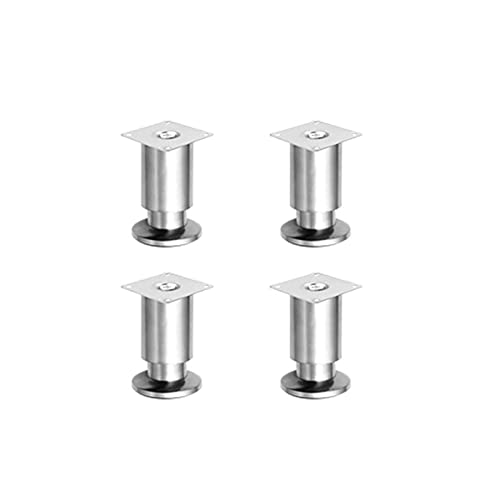 Gittcoll 4 Pcs Einstellbare Edelstahl Möbel Beine Silber Metall Dicken Tisch Stuhl Ersatz DIY Beine mit schützendem Gummi Pad für Schrank Schrank Sofa Couch Bücherregal (10 cm, Silber) von Gittcoll