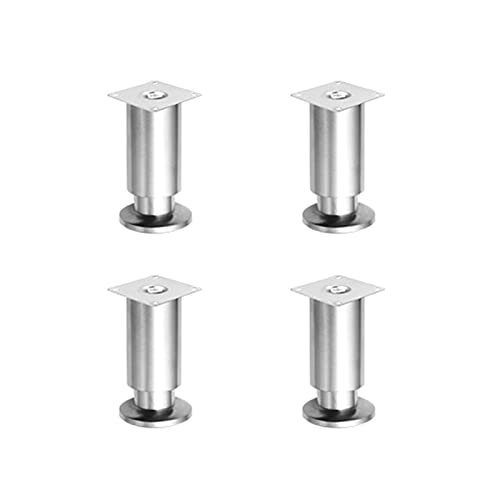 Gittcoll 4 Pcs Einstellbare Edelstahl Möbel Beine Silber Metall Dicken Tisch Stuhl Ersatz DIY Beine mit schützendem Gummi Pad für Schrank Schrank Sofa Couch Bücherregal (12 cm, Silber) von Gittcoll