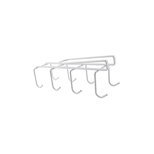 Gittcoll Tassenhalter aus Eisen 8 Haken unter Schrank Teetassen Aufhängeregal Kein Bohren Metall Kaffeetasse Trocken Organizer Küchenutensilien Aufbewahrung Passend für 2,5 cm Dicke Regale (Weiß) von Gittcoll