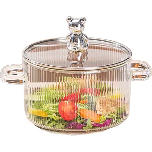 Gitvirgo Transparente Töpfe zum Kochen, transparenter Glastopf mit Deckel, Kochtopf für Nudelmilch, Suppe, für Mikrowelle und Herdplatte, 1700 ml von Gitvirgo