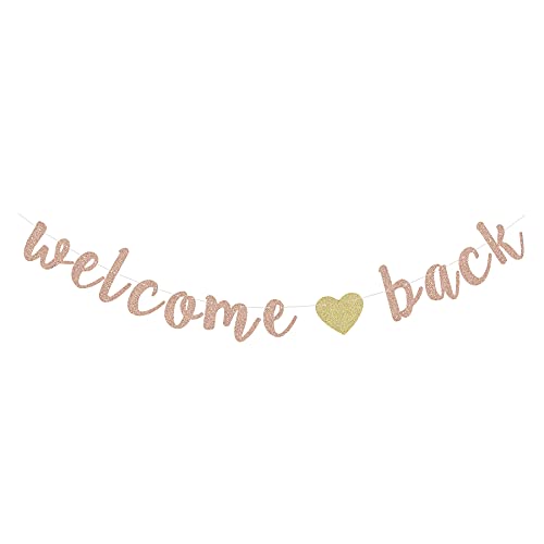 Glitzer-Willkommensbanner mit Aufschrift "Welcome Back", Party-Papier, Schild, Teenager Homecoming Returning Home Retiring from The Army Dekorationen £¨¨Roségold£© von Giuffi