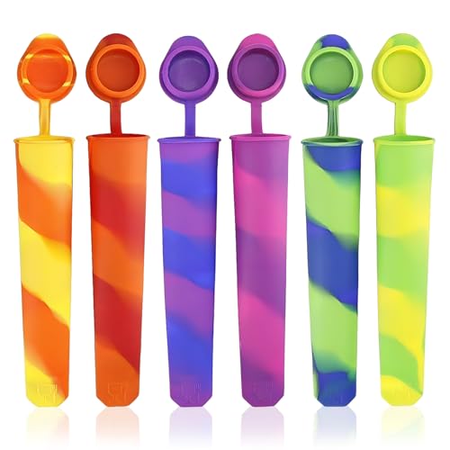 6 Stk Eisformen Silikon, EIS am Stiel Eislutscher Formen mit Decke, Wiederverwendbare Eisformen aus Silikon, Wassereis Eislutscher Bunt, BPA Frei, DIY-Popsicle-Formen für Selbstgemachte Eislutscher von Giugio