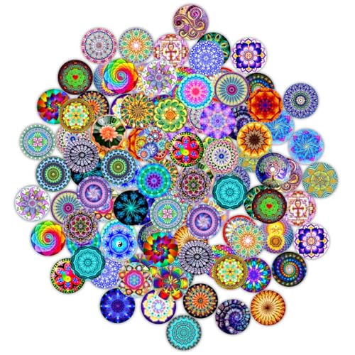 Giugio Muggelsteine, 100 Stück Glasnuggets Bunt, Glassteine Deko, Im Dunkeln Leuchtende Glassteine, Glas Cabochons, Mini Runde Mosaik Kuppel Cabochons für DIY Schmuck & Dekoration, Handwerkliche von Giugio