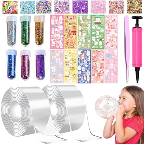 Giugio 38 Stück Nano Tape Bubbles Set, Doppelseitiges Klebeband Set DIY Craft, Blowing Bubble Tape, Aufblasbares Luftpolsterband, Traceless Adhesive Nano Tape mit Pailletten Aufkleber Giugio 38 Stück Nano Tape Bubbles Set, Doppelseitiges Klebeband Set DIY Craft, Blowing Bubble Tape, Aufblasbares Luftpolsterband, Traceless Adhesive Nano Tape mit Pailletten Aufkleber von Giugio