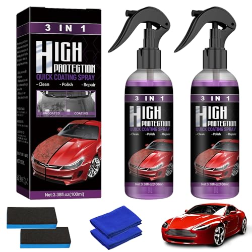 High Protection 3in1 Spray, 2 Stück Auto Politur Auto Beschichtung Spray, Nano Auto Beschichtungsspray, Neues Verbessertes Schnelles Auto-Nano-Beschichtungsspray, für Autos Motorräder von Giugio