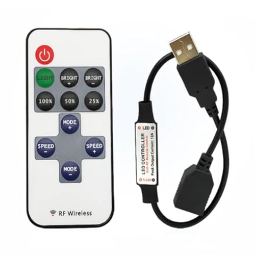 Giuneuow 11 Tasten LED-Streifen-Controller Mini-Dimmer -Fernbedienung 5V USB-Schnittstellen-Controller für 5050/2835 Einfarbige LED-Streifen von Giuneuow