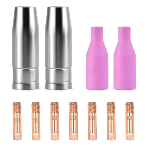 Giuneuow 11-Teiliges Schweißdüsenset MIG- 15AK Kompatibel mit für MIG-Schweißgerät von Giuneuow