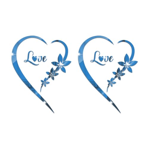 Giuneuow 2 Stück Liebe Acryl Aufkleber Herzförmig Schlafzimmer Wohnzimmer TV Hintergrund Wand Home Dekoration Blau von Giuneuow
