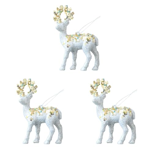 Giuneuow 3-TLG. Weihnachtsschmuck Silber Christbaumschmuck Glitzer Ornamente Silber von Giuneuow