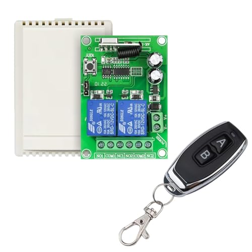 Giuneuow 433 MHz Universal-Fernbedienungsschalter, Kabelloses Relais, 2-Kanal-, HF-Empfänger, Sender, DC 12 V, 24 V, für Garagentor Giuneuow 433 MHz Universal-Fernbedienungsschalter, Kabelloses Relais, 2-Kanal-, HF-Empfänger, Sender, DC 12 V, 24 V, für Garagentor von Giuneuow