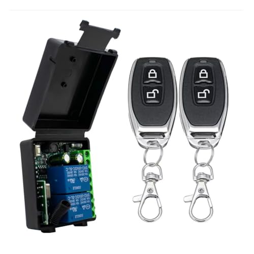 Giuneuow AC 85-256V 433MHz Wireless Fernbedienungsschalter mit 2 Kanälen-Relais-Empfängermodul für Garagentüren, Vorhänge, Beleuchtung von Giuneuow