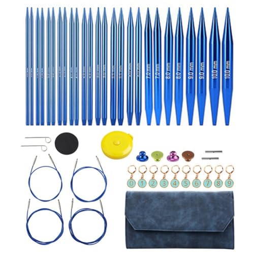 Giuneuow Auswechselbare Näh- und Häkelnadeln Aus Aluminium, Rundstricknadeln, Set zum Weben, Garnstricken, Werkzeuge, Webset A von Giuneuow