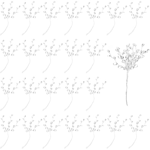 Giuneuow Blumendekoration Blumenstrauß für Hochzeit für die Heimdekoration 25 Stück Acrylperlen Drop Stiels Arrangement Pickel von Giuneuow