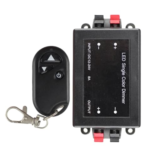 Giuneuow DC 12V 24V 8A Einmal-Farb-LED-Streifen 1-Kanal-PWM-Signal-Dimmer-Controller mit 3-Taste-Fernbedienung von Giuneuow