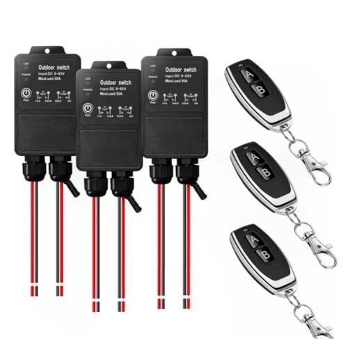 Giuneuow Für Pumpenlüfterleuchten Leicht-WLAN-Fernbedienungsschalter 433 MHz Wasserdichtem Empfänger DC8V-80V 30A-Sender Giuneuow Für Pumpenlüfterleuchten Leicht-WLAN-Fernbedienungsschalter 433 MHz Wasserdichtem Empfänger DC8V-80V 30A-Sender von Giuneuow