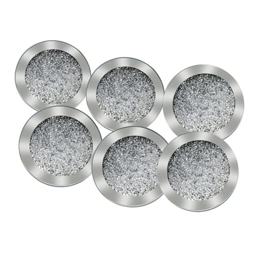 Giuneuow Glasuntersetzer mit Zerkleinerter Diamantdekoration, Verspiegelte Kristalluntersetzer, Glitzernde Zerkleinerte Diamantdekoration, 6 Stück von Giuneuow