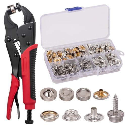 Giuneuow Hochleistungs-Druckknopfwerkzeug, Verstellbares Druckknopf-Set mit 3 Matrizen, für Bootsabdeckungen, Leder, Stofftücher, DIY Giuneuow Hochleistungs-Druckknopfwerkzeug, Verstellbares Druckknopf-Set mit 3 Matrizen, für Bootsabdeckungen, Leder, Stofftücher, DIY von Giuneuow