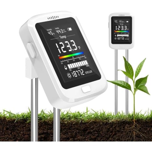 Giuneuow LCD Display Digital PH Meter Wiederaufladbar 6-In-1-Bodentestkit für Gartenangebote für Innen-/Außenanlagen von Giuneuow