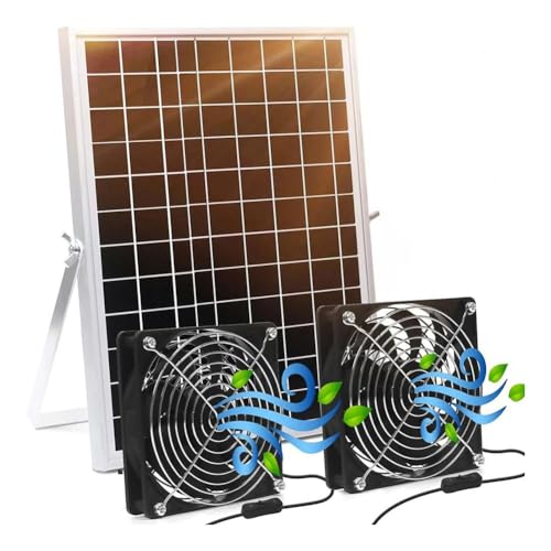 Giuneuow Solarlüfter, 15W Solarpanel mit 2 Wasserdichten Modellen - für Hühnerkoop, Treibhausbeatmungssysteme von Giuneuow