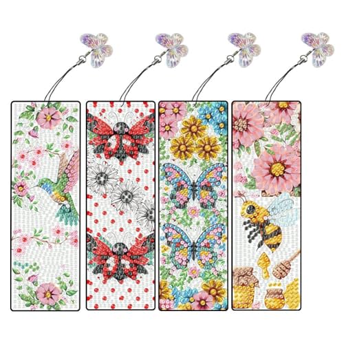 Giuneuow Spring Flower Butterfly DIY Lesezeichen-Diamond Art Lesezeichen 4pcs Set mit Acryl-Diamanten-Lesezeichen für Frauen Giuneuow Spring Flower Butterfly DIY Lesezeichen-Diamond Art Lesezeichen 4pcs Set mit Acryl-Diamanten-Lesezeichen für Frauen von Giuneuow