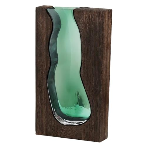 Giuneuow Vase im Pastoralen Stil, Holztablett, Einzelne, Hydroponische Grüne Pflanze, Blumen, Schreibtisch, Wohnzimmer, Couchtisch, Dekoration von Giuneuow