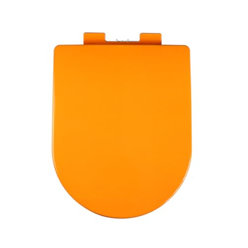 Farbiger Toilettendeckel D-Form WC Sitz Mit Absenkautomatik Und Schnellverschluss, Klodeckel Abnehmbar Mit Festem Scharnier Oben, Toilettenbrille,Orange von Giural