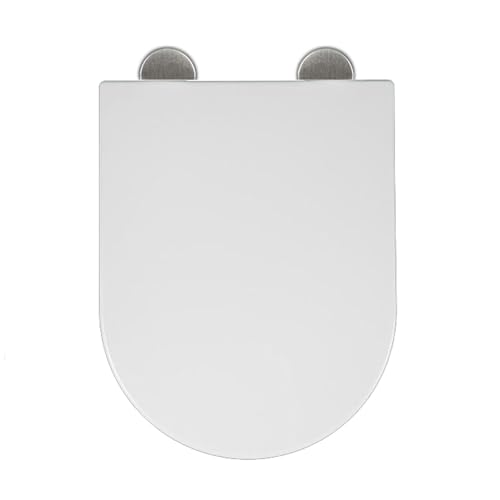 Giural WC-Sitz Mit Absenkautomatik Aus PP, WC Sitz D Form Farbiger Toilettensitz Mit Klodeckel, Toilettendeckel Mit Absenkautomatik Maximale Belastung Der Klobrille 150 Kg,Weiß Giural WC-Sitz Mit Absenkautomatik Aus PP, WC Sitz D Form Farbiger Toilettensitz Mit Klodeckel, Toilettendeckel Mit Absenkautomatik Maximale Belastung Der Klobrille 150 Kg,Weiß von Giural