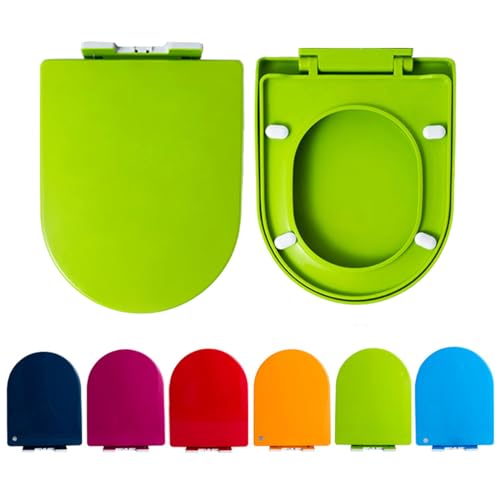 Giural WC Sitz Mit Absenkautomatik D Form, Toilettendeckel D Form Passend Für Alle Handelsüblichen WC-Becken, Bunt Klodeckel Toilettensitz (Max. Belastung Der Klobrille 150 Kg),Grün von Giural