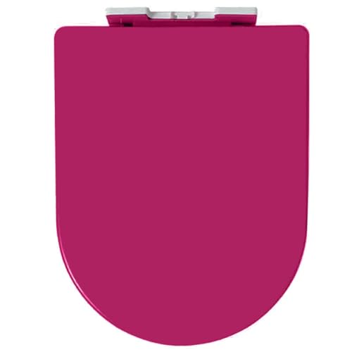 Giural WC Sitz Mit Absenkautomatik D Form, Toilettendeckel D Form Passend Für Alle Handelsüblichen WC-Becken, Klodeckel Toilettensitz Klobrille D Form,Fuchsia von Giural